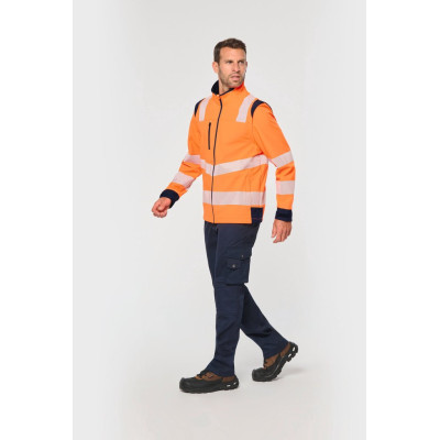 Recycled Safety Softshell jacket with detachable sleeves